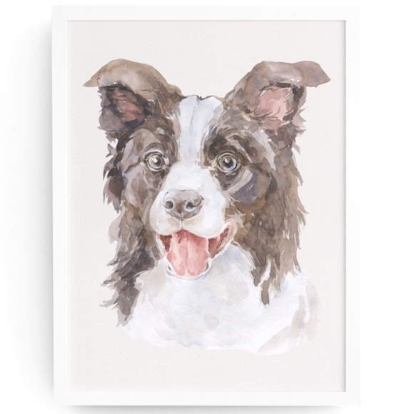 Watercolor Border Collie Dog Wall Art Illustration Print Poster Card Unframed - Picture 2 of 7